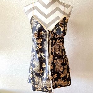 Victorias Secret black & gold floral babydoll cami